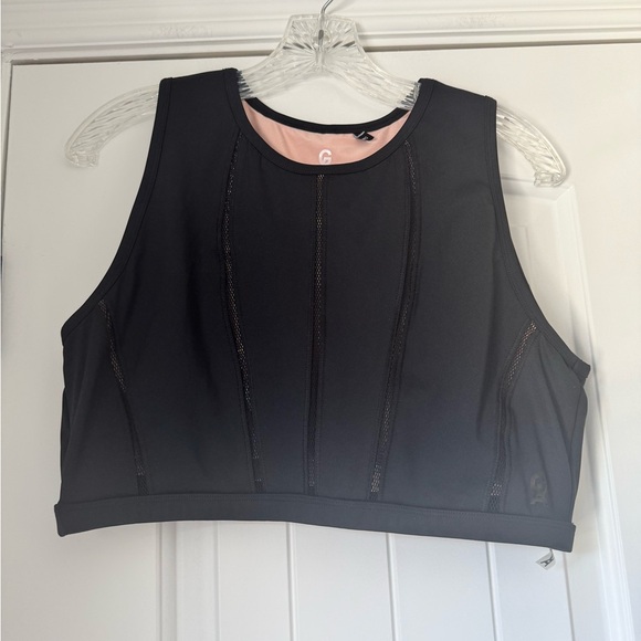 Good American Mixed Mesh Black Athletic Crop Top - Picture 4 of 10